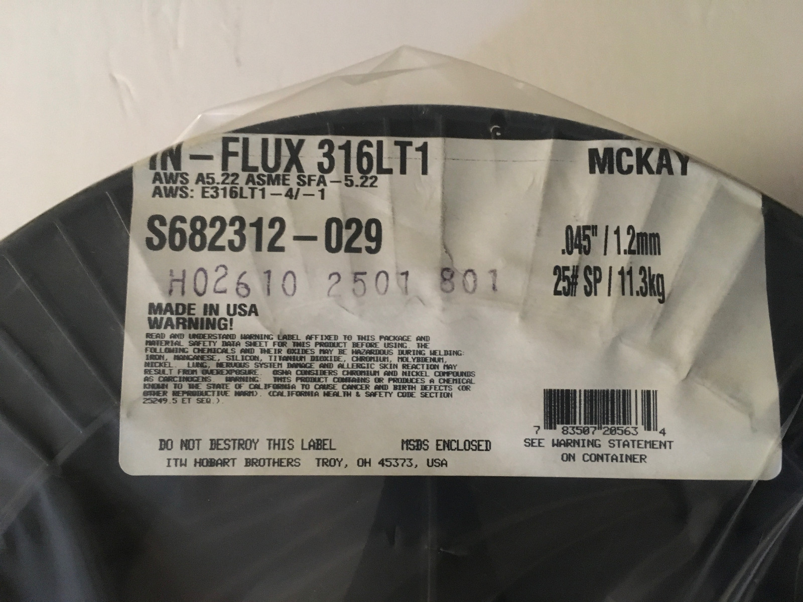 IN-FLUX 316LT1 .045 25 # Lbs, E316LT1-4/-1 McKay Stainless Steel MiG Welding