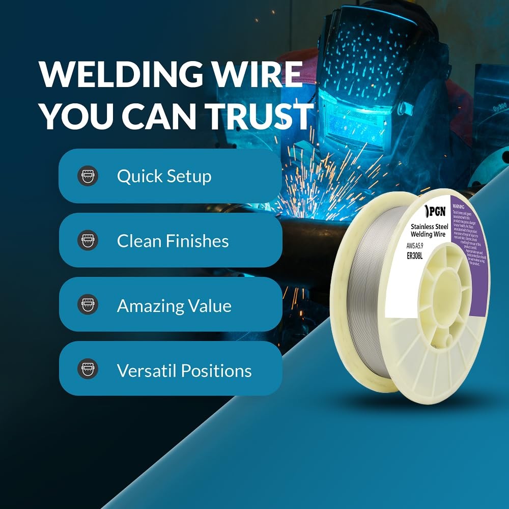 PGN Stainless Steel MIG Welding Wire – ER308L – 0.030 Inch – 10 Pound Spool – Lo