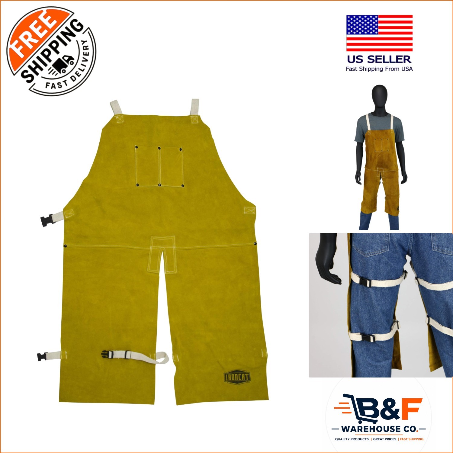 Adjustable Cotton Strap Leather Welding Apron – Solid Protection for Welders
