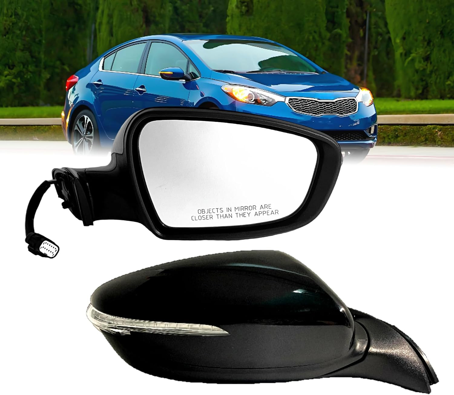 Passenger (Right) Side Mirror Compatible with 2017 2018 Kia Forte with Heated/Po
