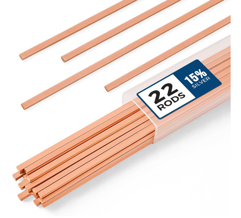 22 pcs Brazing Rods AWS BCuP-5 15% Silver Solder Phos Copper Brazing Alloy Flat