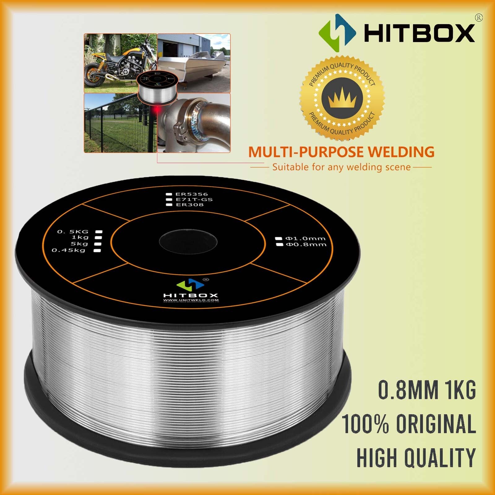 Welding Wire 1KG/2lb 0.8mm MIG Wire Flux Cored Wire for MAG Gasless Mig HITBOX
