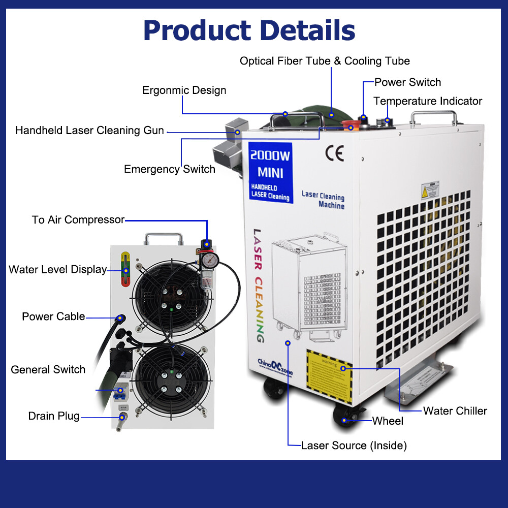 1500W Laser Cleaning Machine Remove Oil Paint Laser Rust Removal 9Cleaning Mode