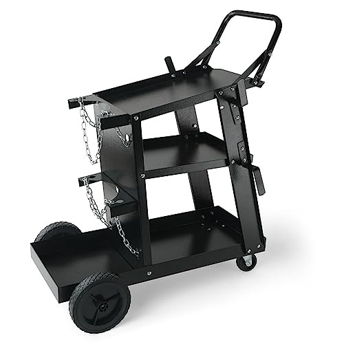 3 Tier 400lb Welding Cart with Tank Chains Swivel Casters