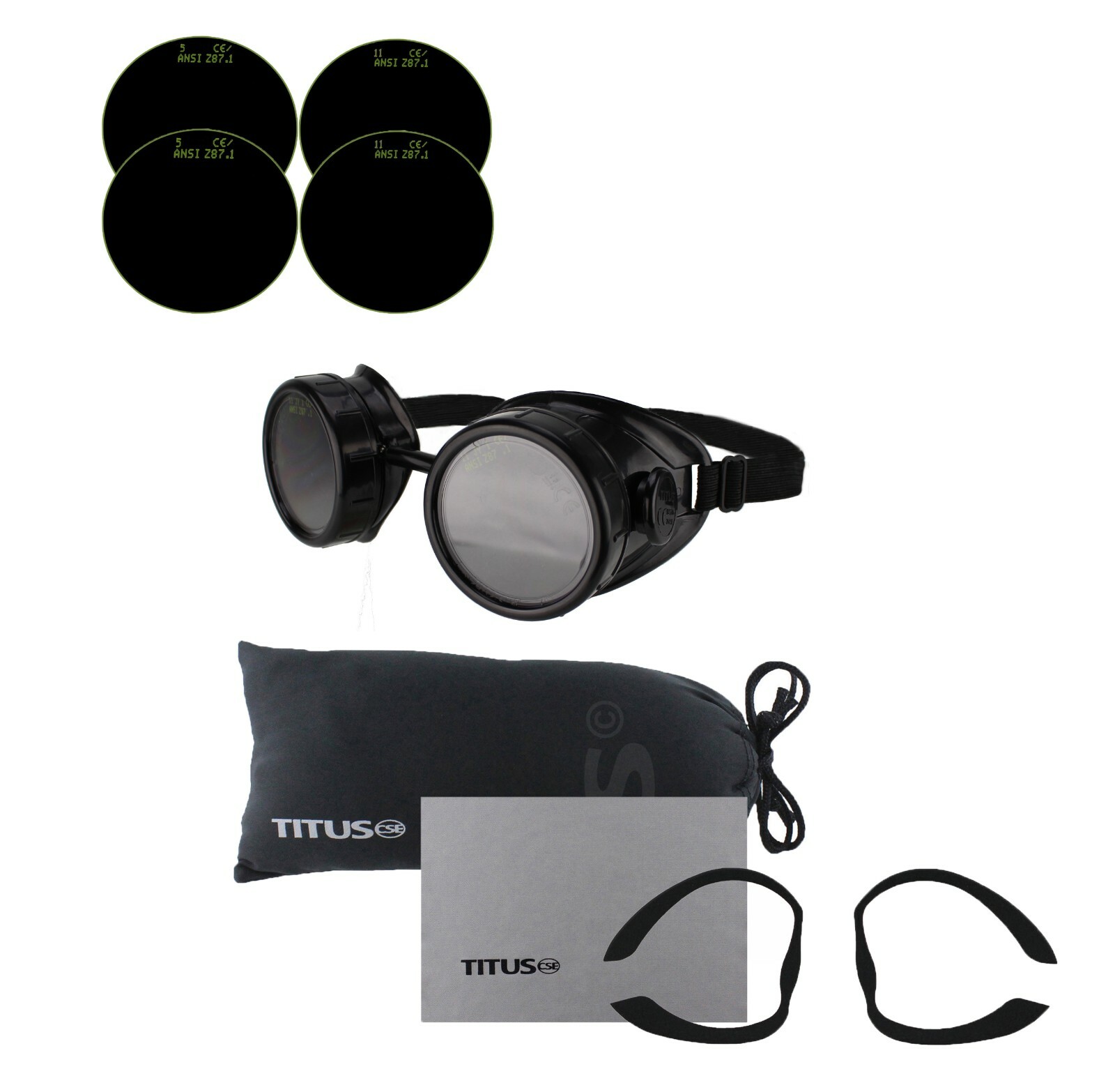 Titus Welding Goggles Glasses 4 Lens Set ARC MIG TIG GAS Oxy Cutting #7 #9=#16