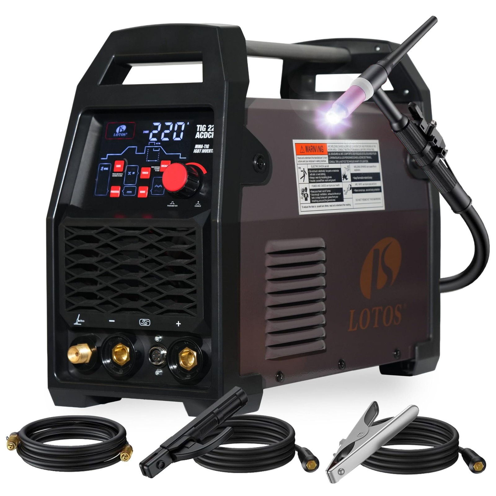 TIG 220A AC/DC Welder with foot pedal, 13-in-1 Aluminum Stainless Steel Welding