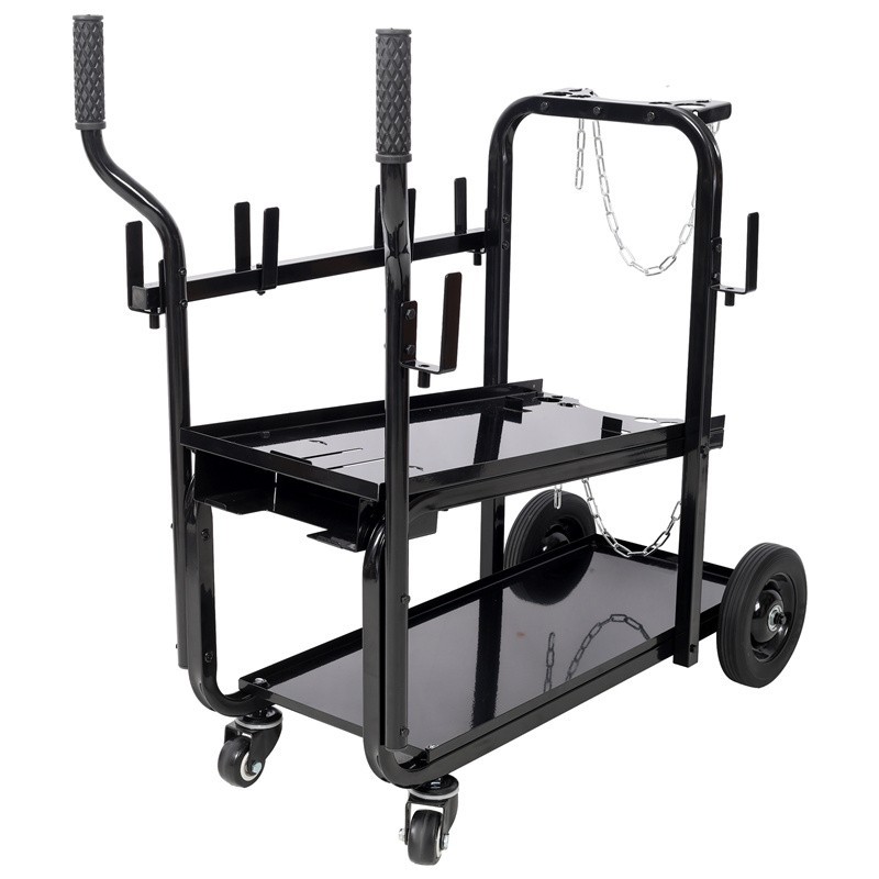 Heavy Duty 2-Tier Rolling Welding Cart 300 LBS Welder Storage Trolley w/ Wheels