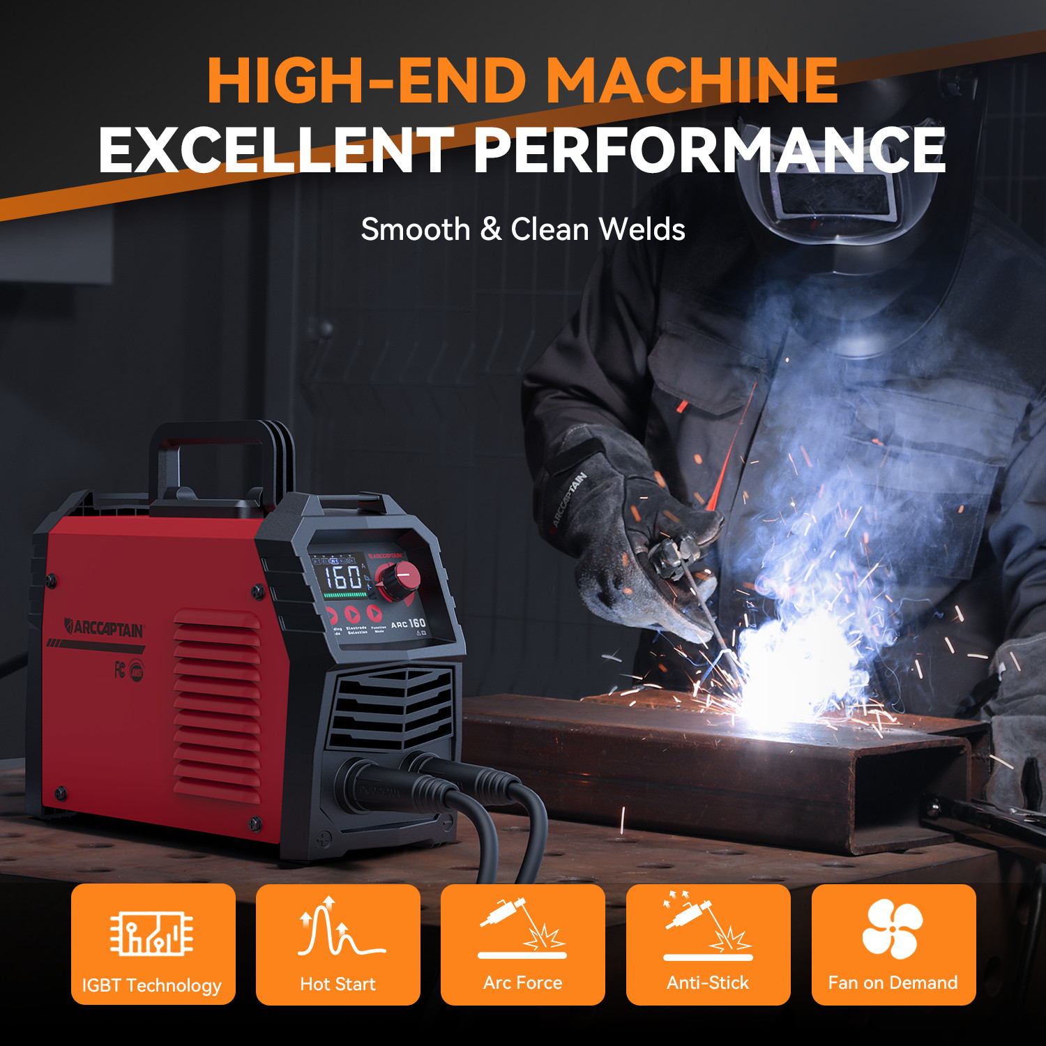 ARCCAPTAIN Upgraded 110V/220V Stick Welder Large LED Display 160A ARC/Lift TIG