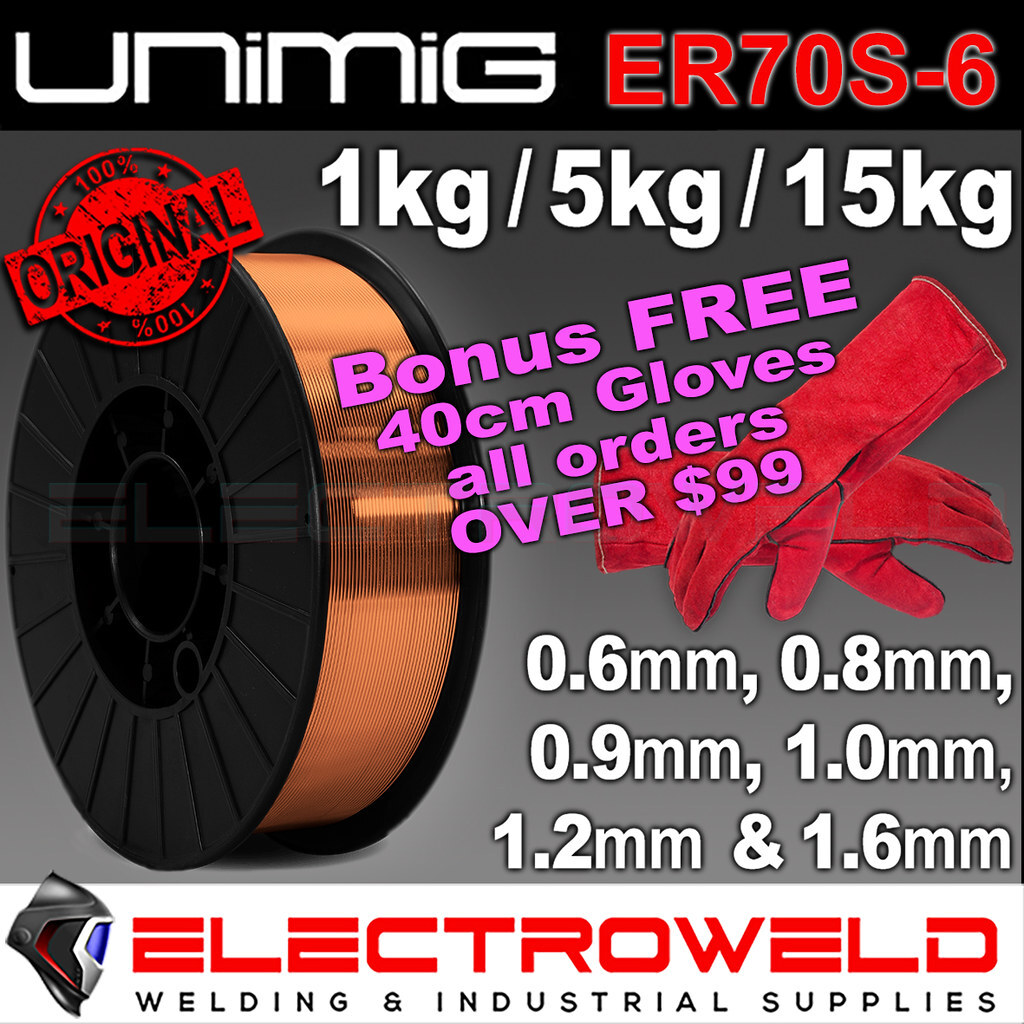1kg UNIMIG ER70S-6 MIG Welding Wire Mild Steel .6mm .8mm .9mm Gas Shielded Spool