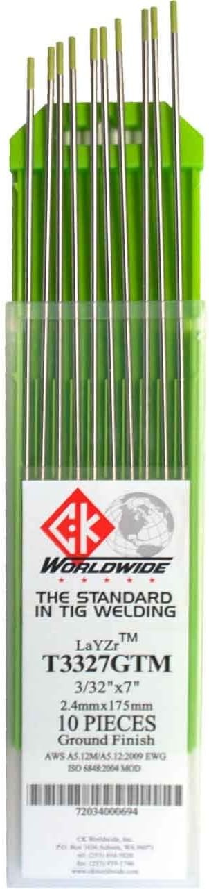 CK T3327GTM LaYZr Tungsten Electrode 3/32″ x 7″ 10 pack