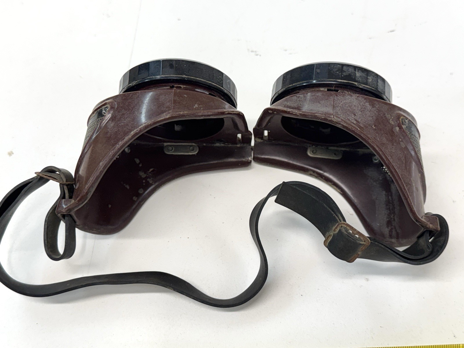 Bakelite Welding Goggles Brown Steampunk Motorcycle Prop Safety Glasses Vtg USA