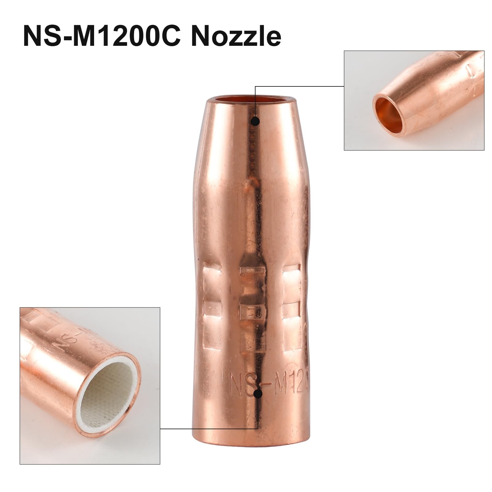 2-Pack MIG Welding Nozzle NS-M1200C 1/2″ Orifice for Miller MDX-100 MIG Gun