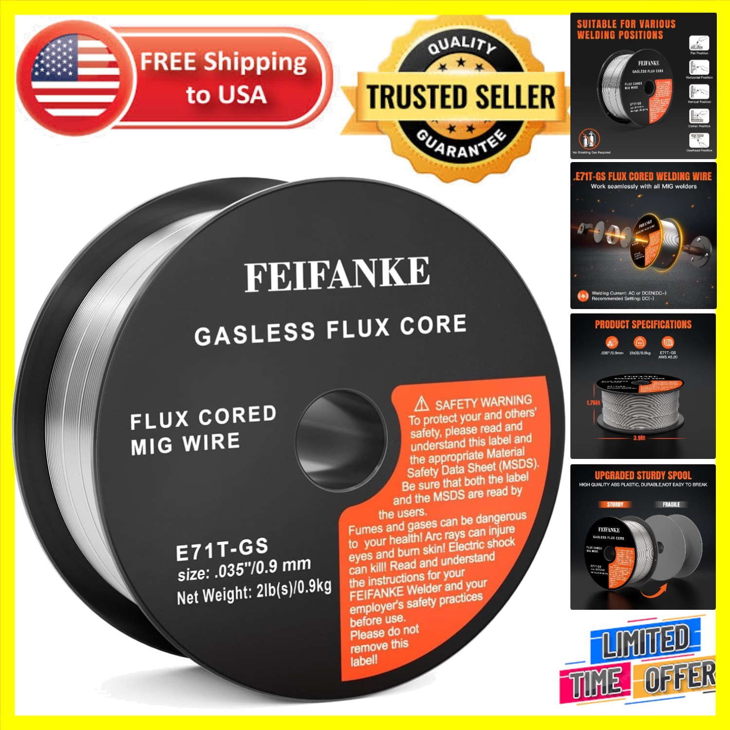 High-Performance Flux Core Welding Wire .035” – 2 Pounds for All-Welding Needs