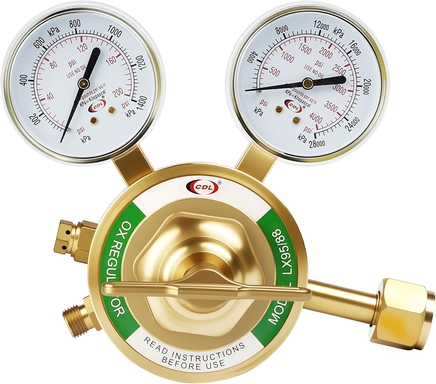 LX95 Extra Heavy Duty Oxygen Regulator CGA540 Forged Brass Large Tank Gauge