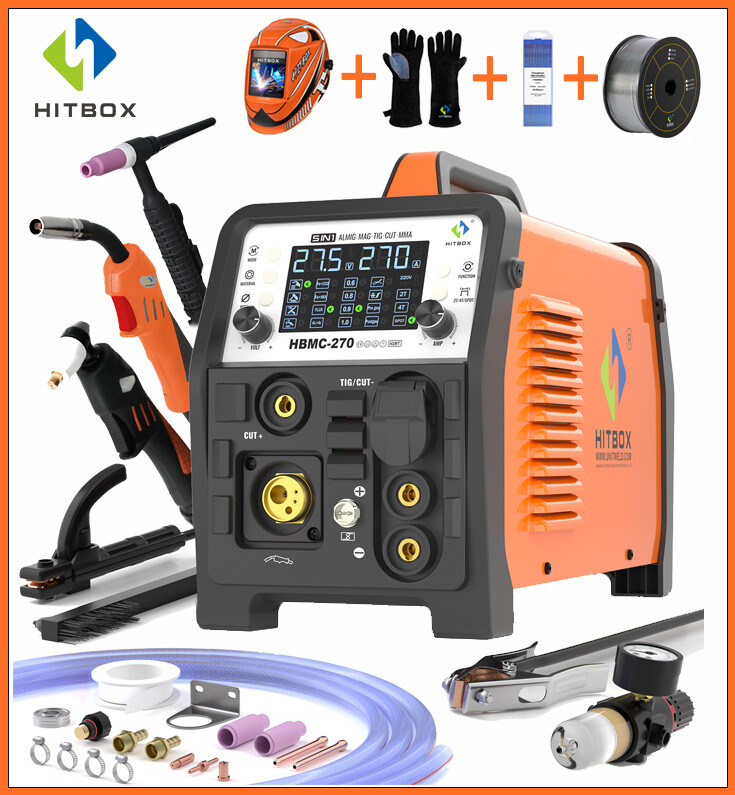 HITBOX 2T/4T 200Amp 6in1 LED Display Aluminum MIG Welder Combo Welder Set 220V