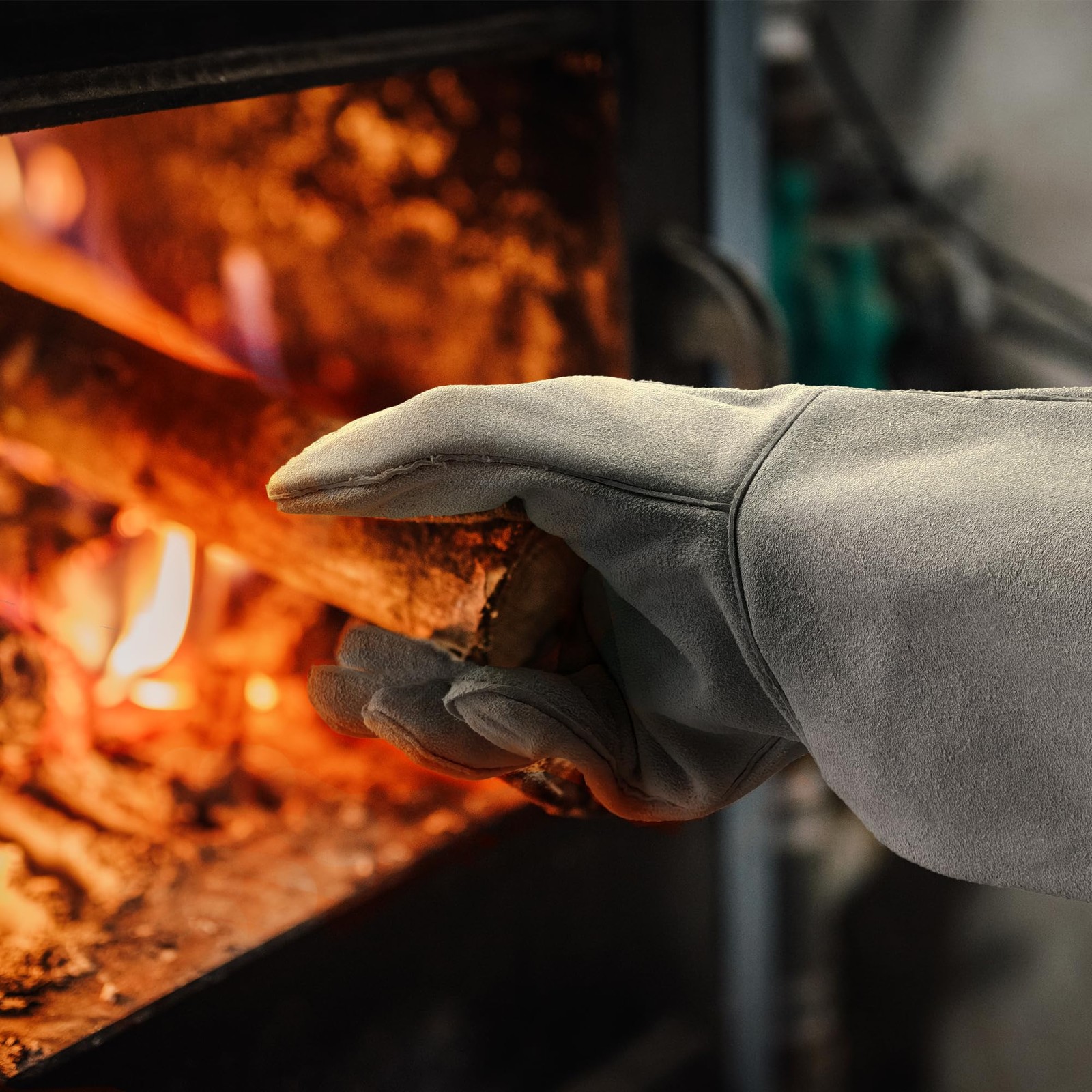 MYSAFETY Leather Welding Gloves for Men or Women, Fire and One Size, White