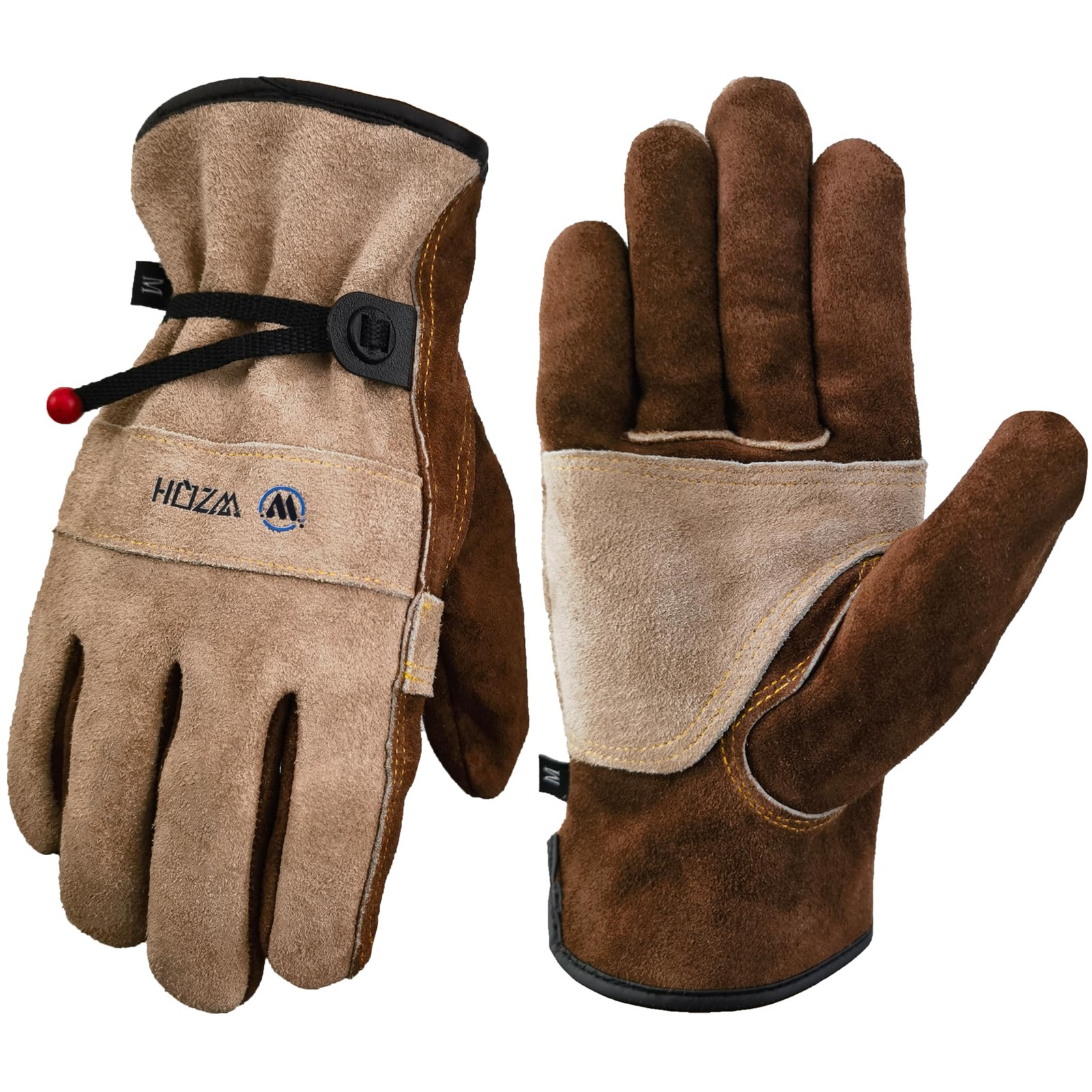 WZQH Leather Work Gloves for Men or Women. X-Large (Pack of 1), Coffee – Grey