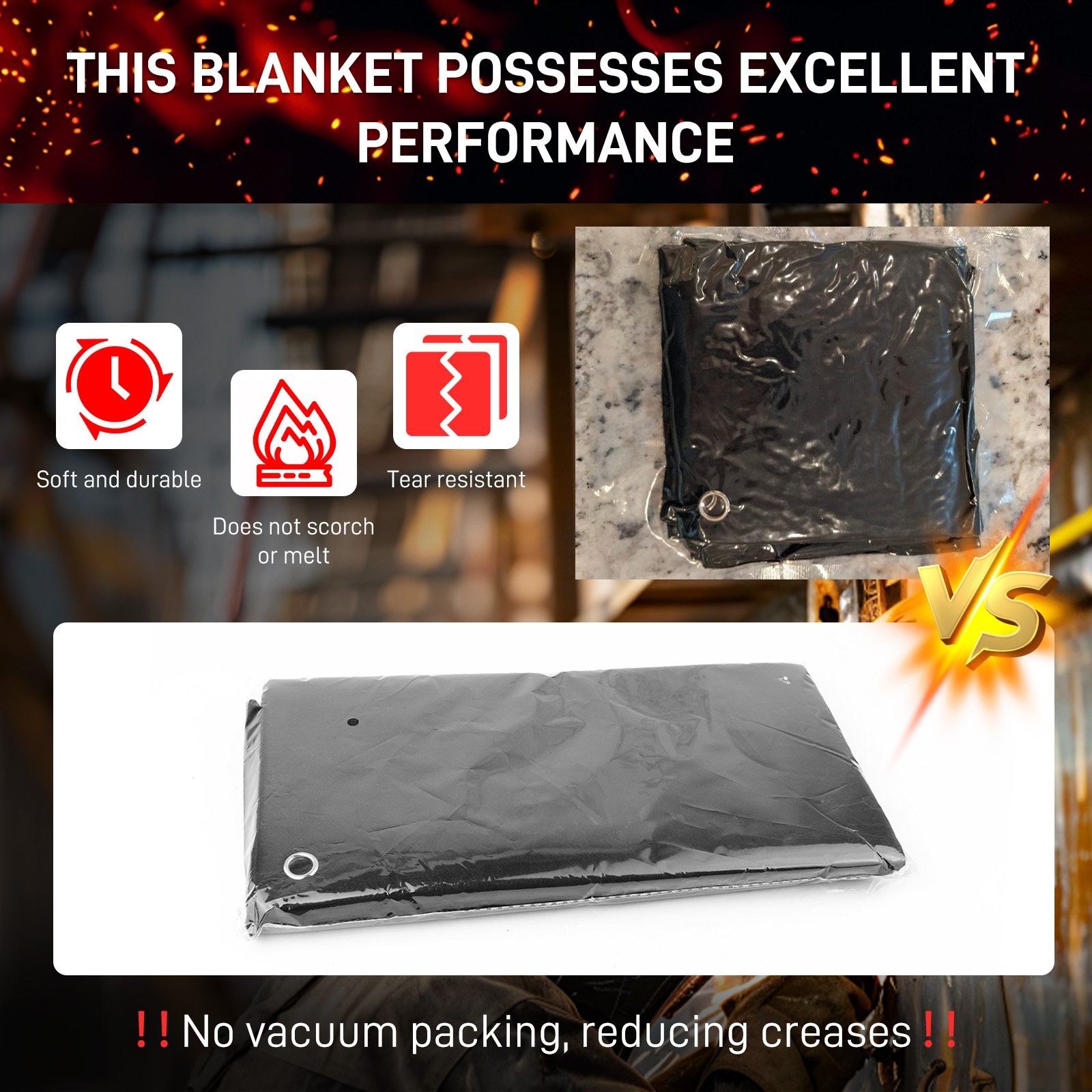12.2″x12.2″ Carbon Felt Welding Blanket – Fireproof Flame Retardant Heat Shield