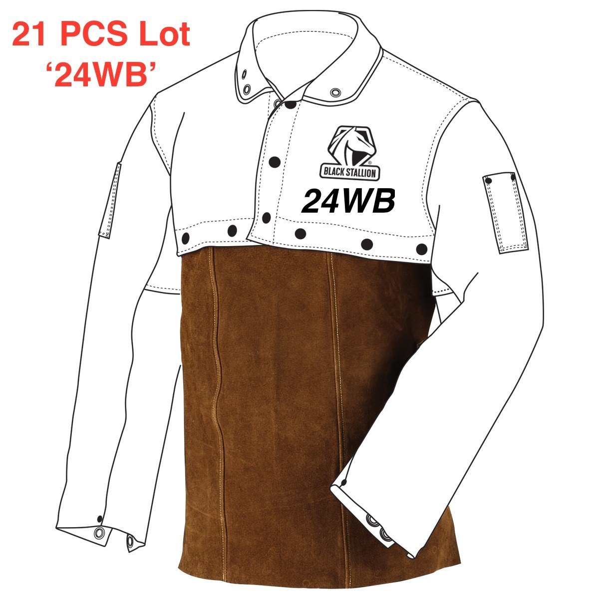 21pcs Black Stallion 24WB Welding Bib, 24″ Split Cowhide 60-1205