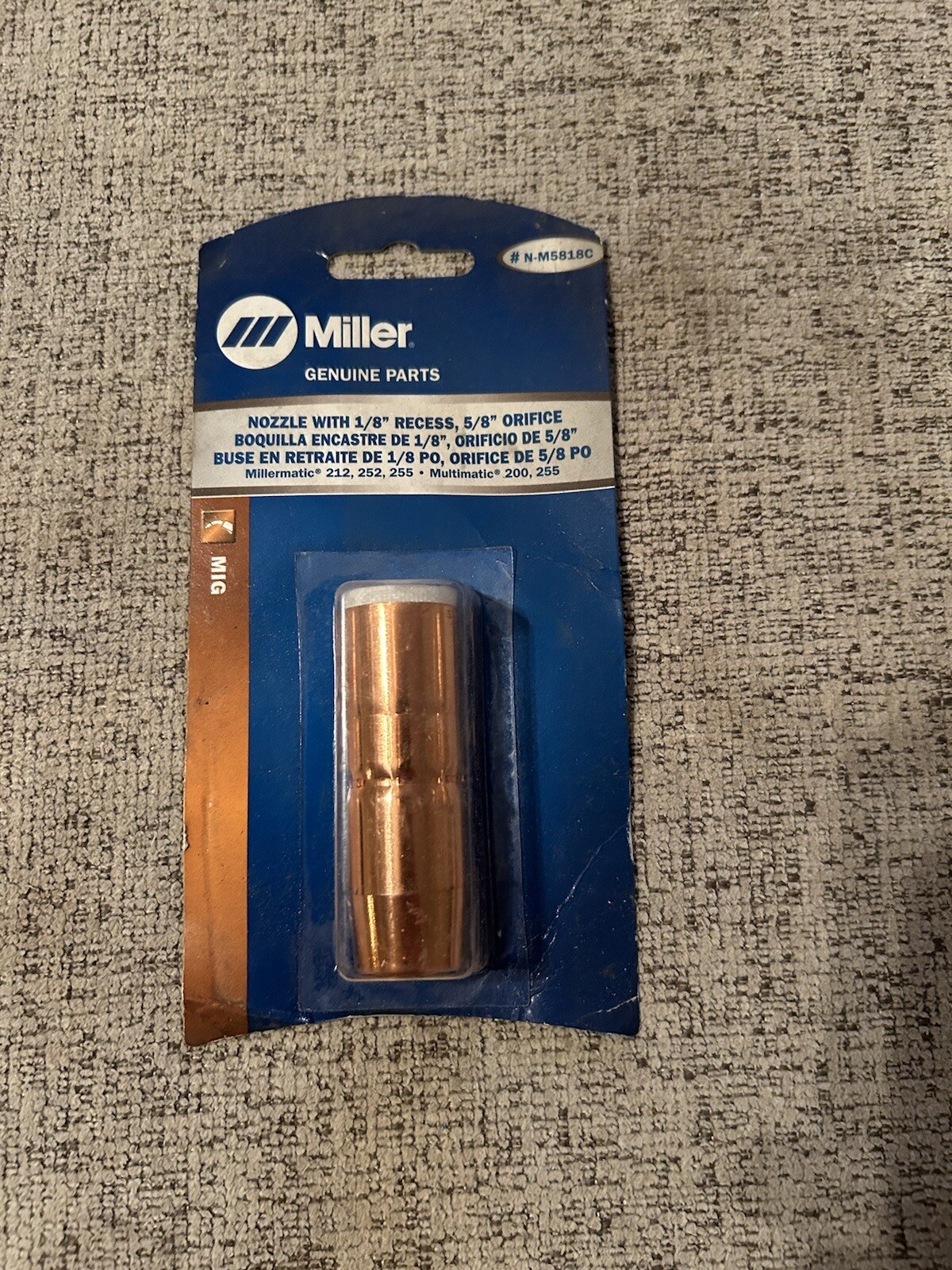 Miller AccuLock MDX 250 MIG Gun Nozzle-5/8″ Dia, 1/8″ Recess Copper (N-M5818C)