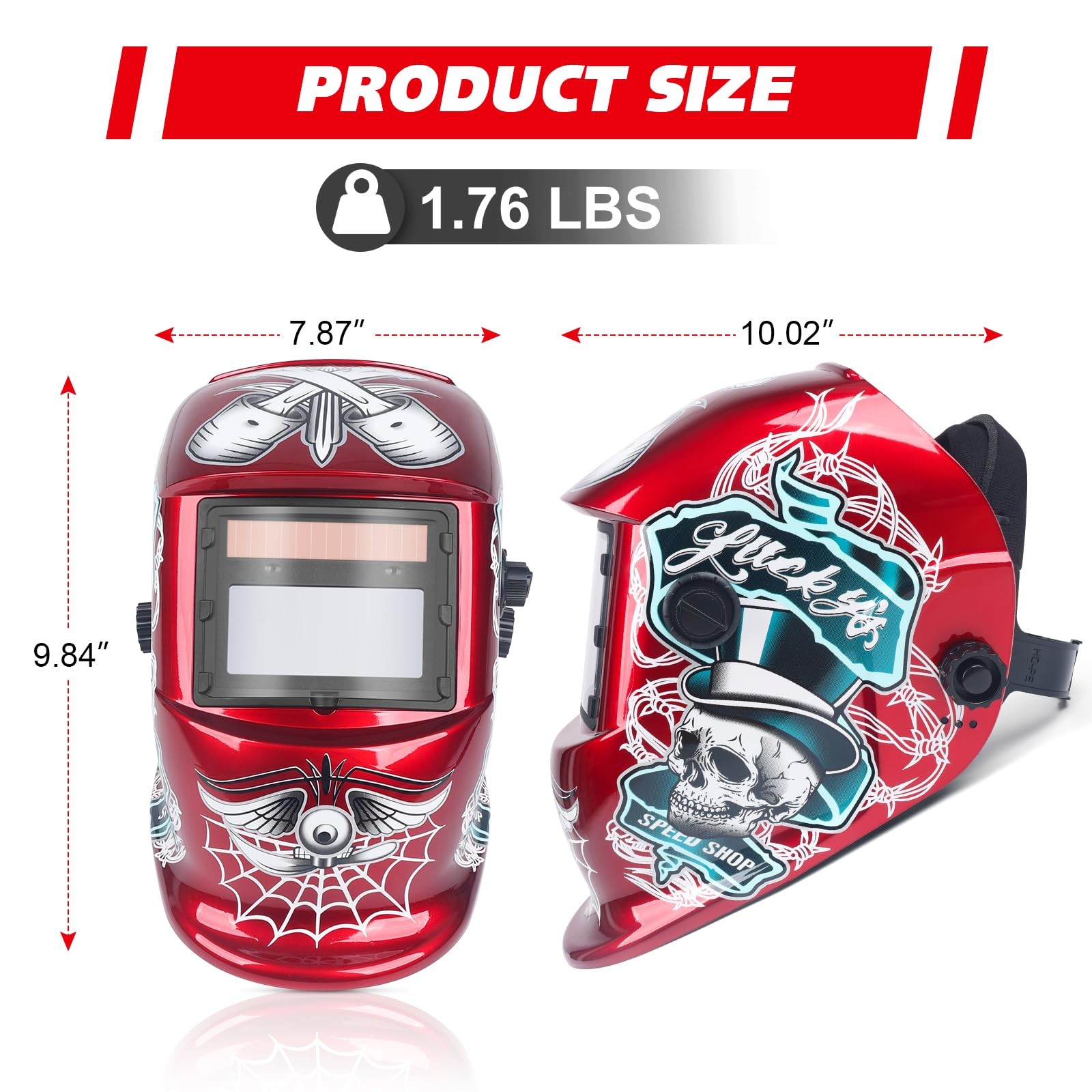 NDUUN Welding True Color Helmet Auto Darkening Mask with Adjustable Red-1