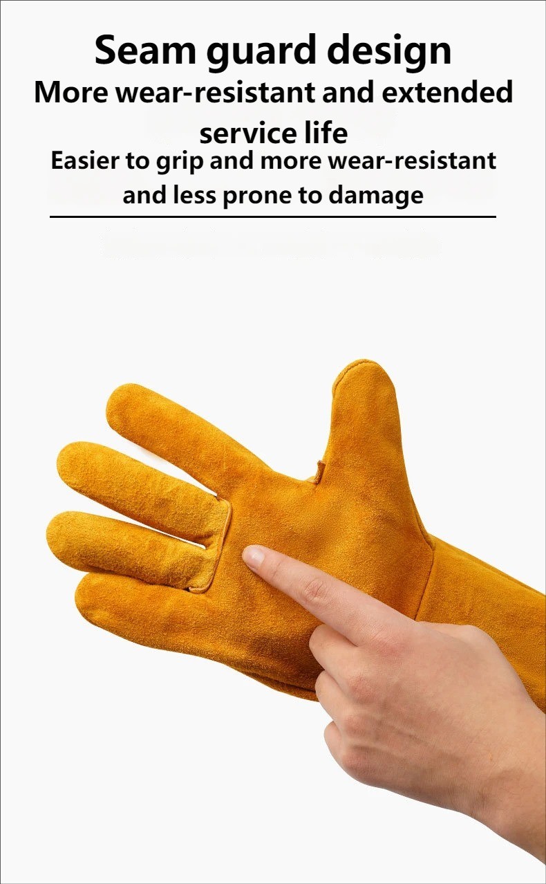 Cowhide Welding Gloves-Heat-Resistant, Extra Long&Durable Protection for Welders