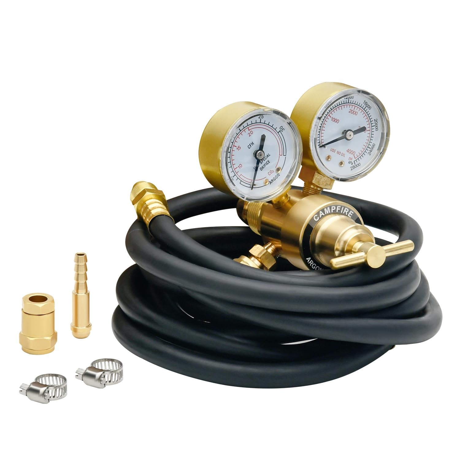 Argon CO2 Regulator with Dual Gauges and 9.8FT Gas Hose, CGA580 Inlet, 0–4000…