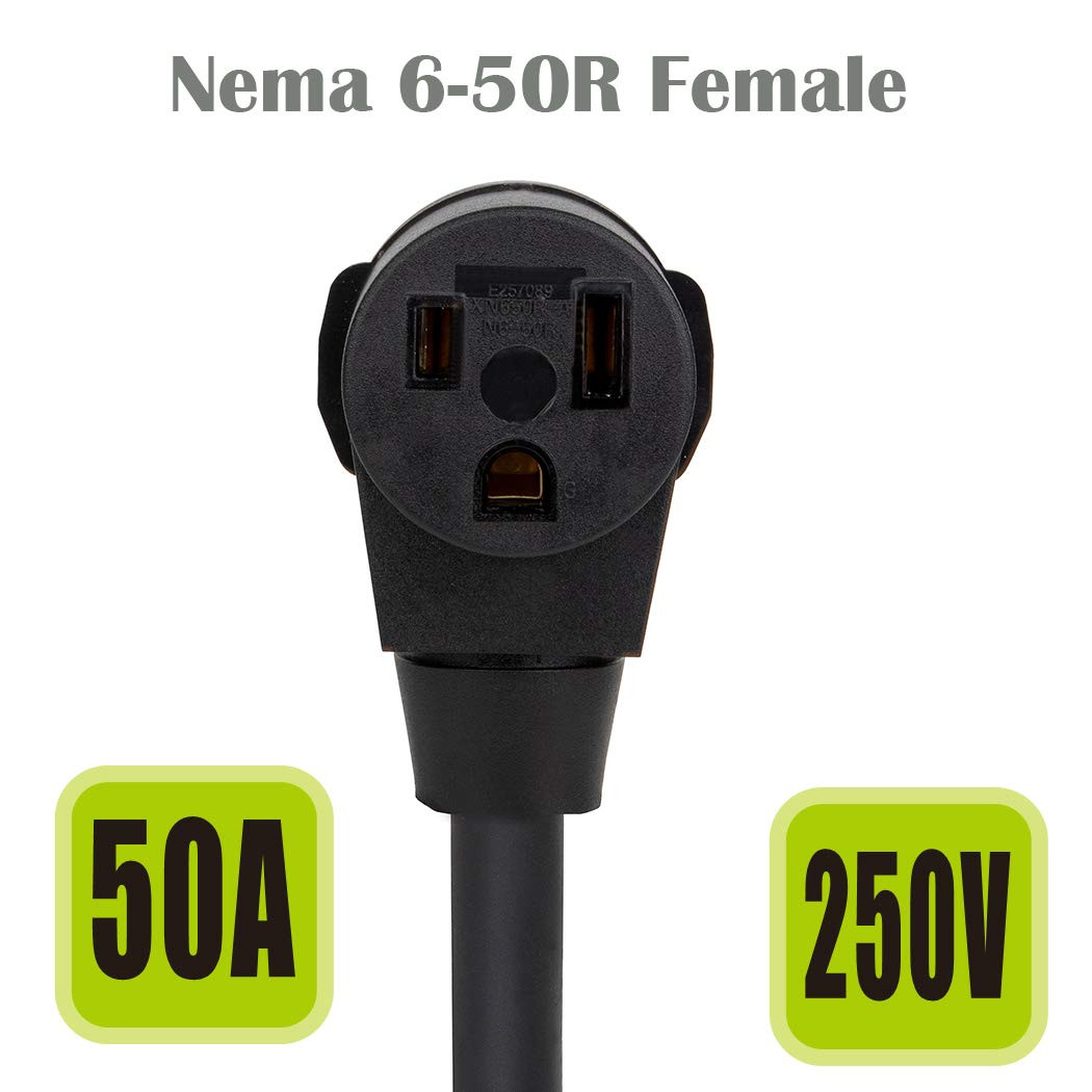1.5-Feet Nema 10-30P to 6-50R 30 Amp Dryer Male to 50 Amp Welder Female Adapter