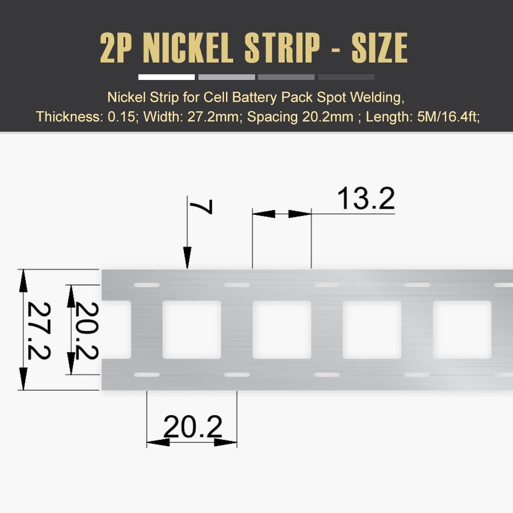2P Nickel Strip 0.15x27mm 16.4ft 18650 Battery Spot Welding DIY