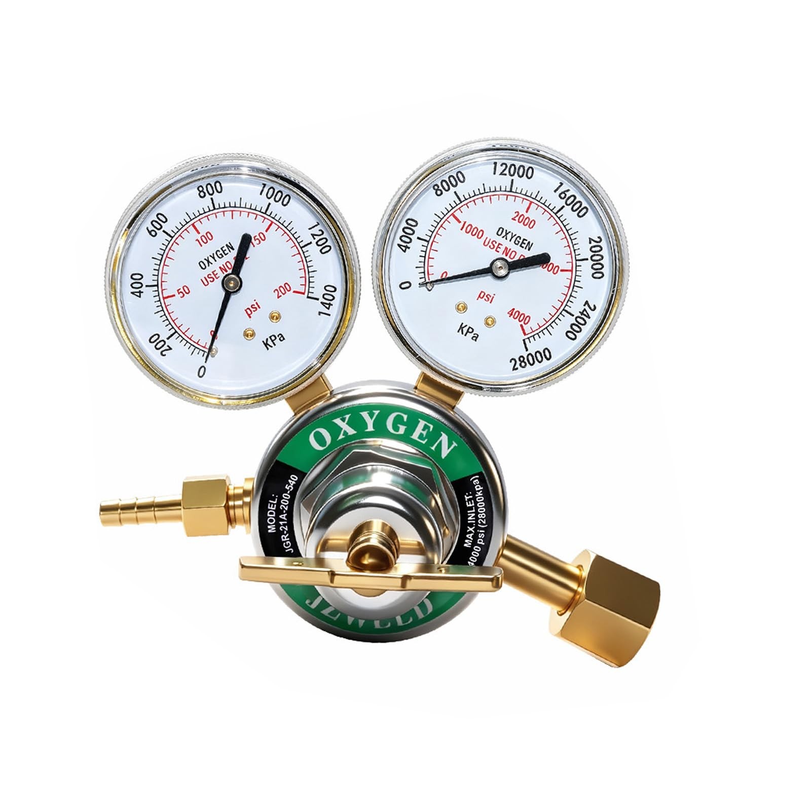 JZWELD Oxygen Regulator, CGA540 Inlet Connection