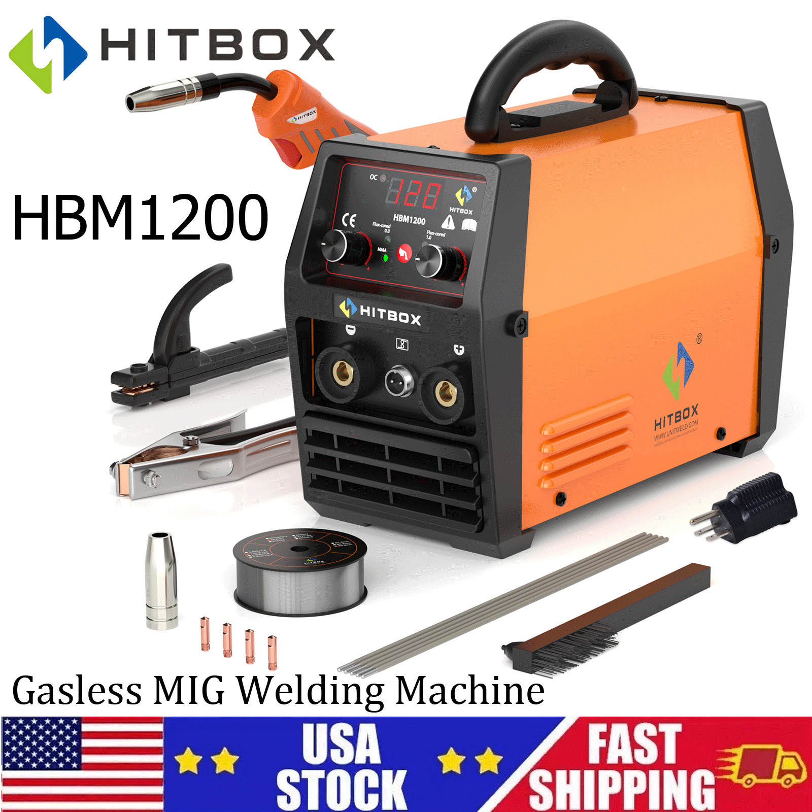 3IN1 HITBOX Gasless MIG Welder 110V/220V Lift TIG/MMA Portable Welding US STOCK