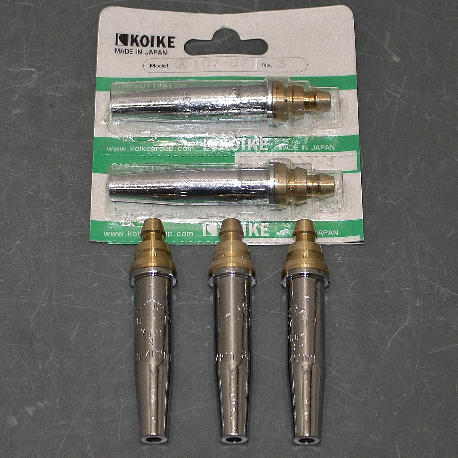 (5) Koike Cutting Torch Tip 107D7-3, for LP / Propane, Size #3, Made in Japan