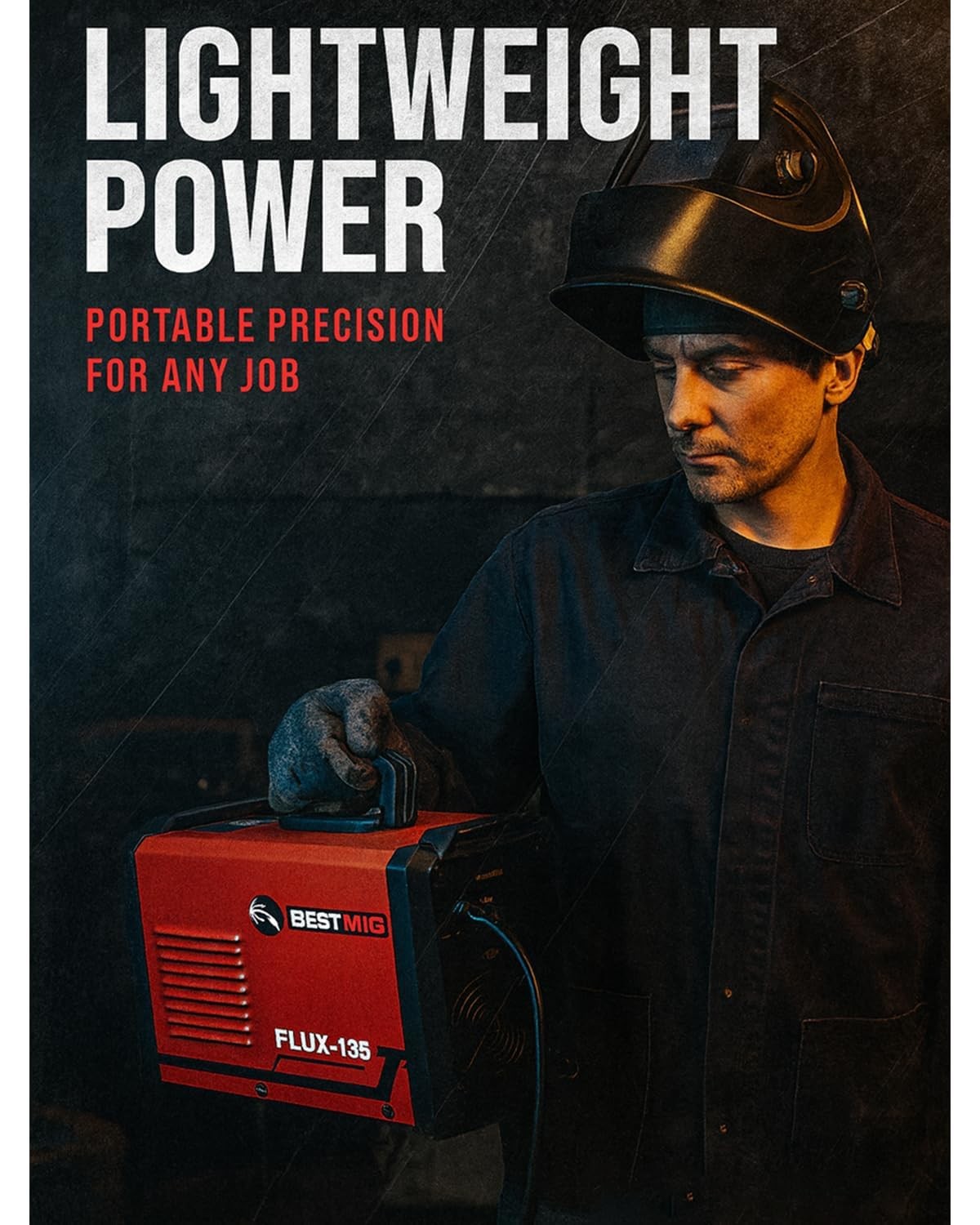 BESTMIG 135A MIG Welder – 3-in-1 Flux Core Welder, Red Black