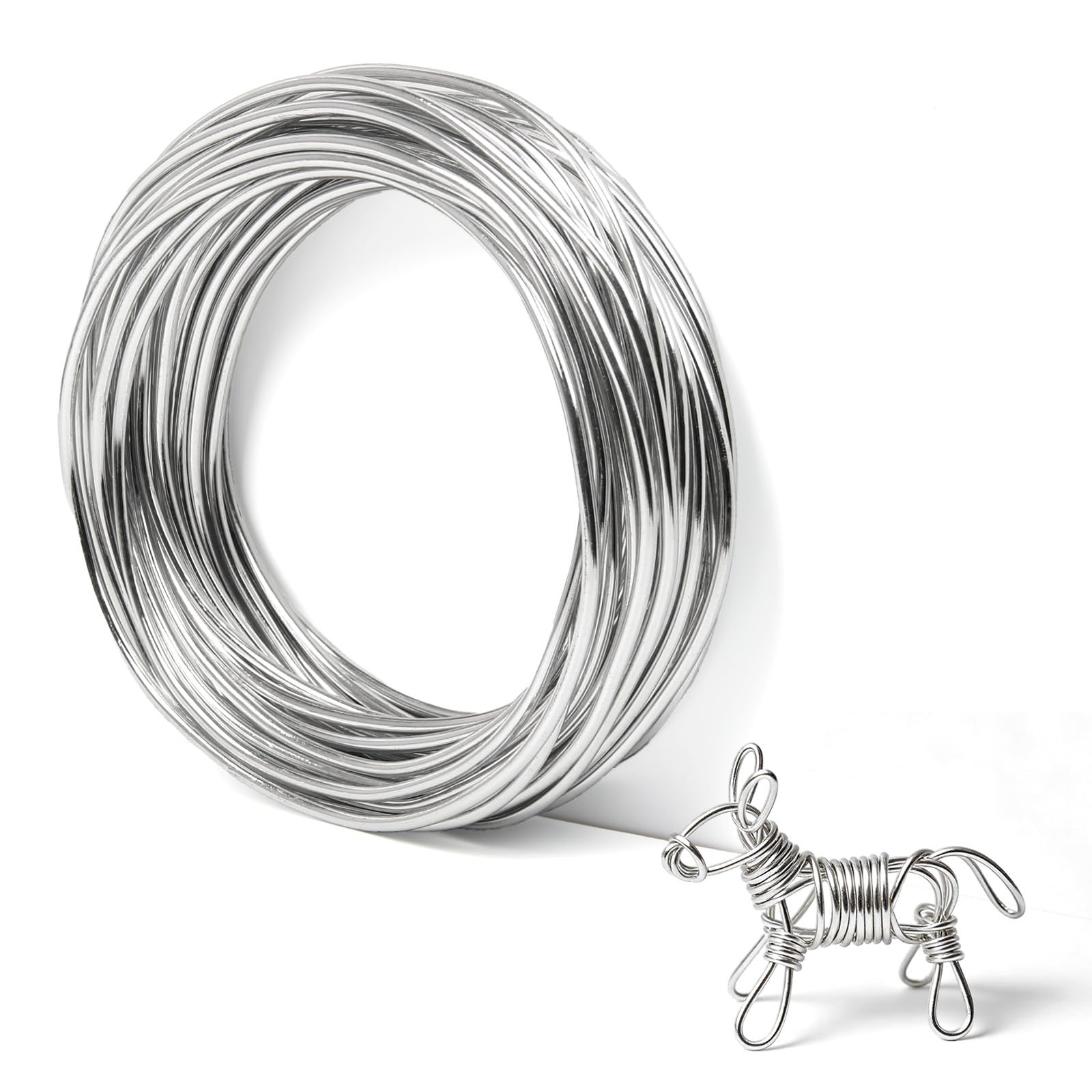 50 ft Silver Color Aluminum Craft Wire, 12 Gauge 2mm 12 Gauge, 50 ft,