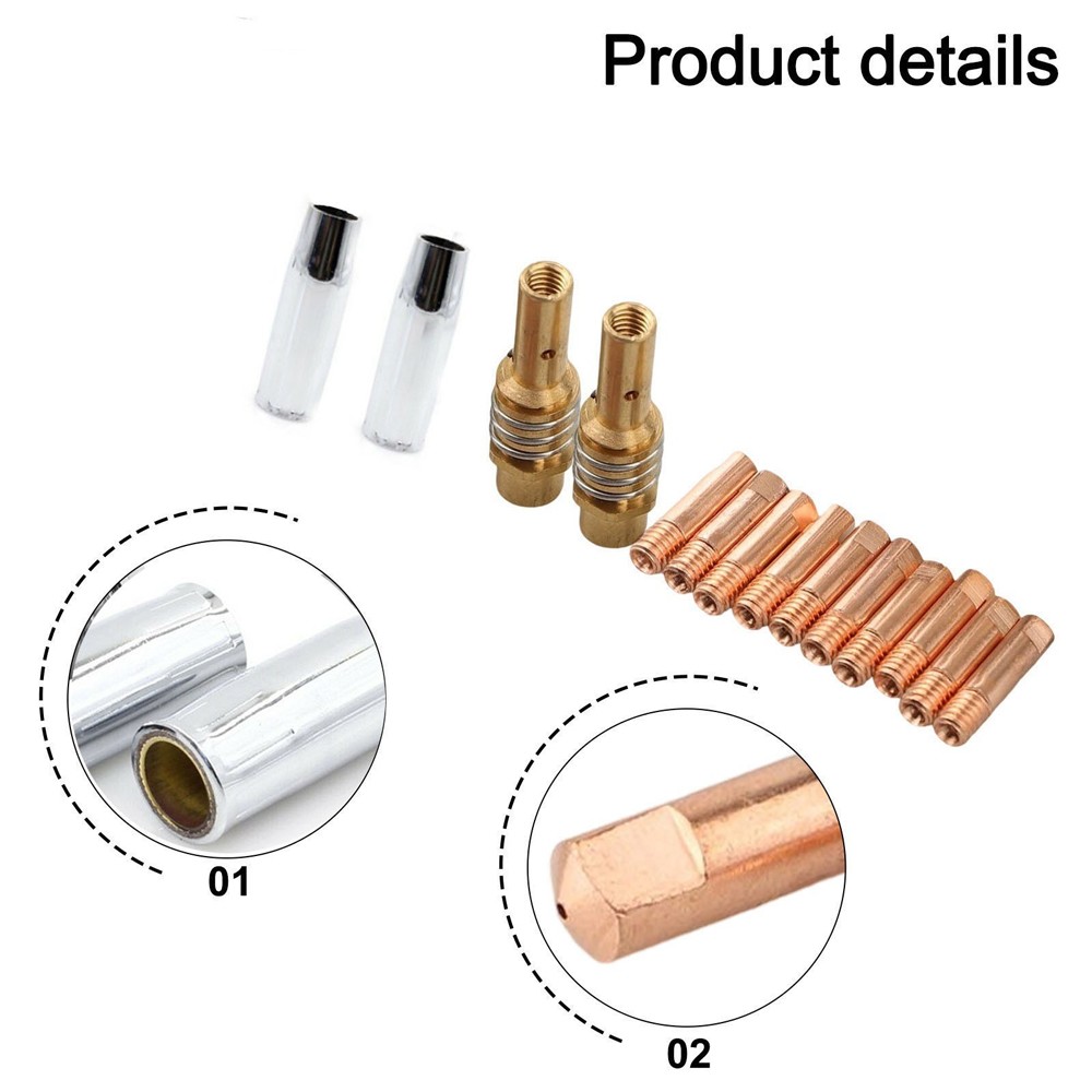 14PC For MIG Welding Contact Kit Tips Gas Nozzle&Diffuser for AK15 0.6/0.8/0.9mm