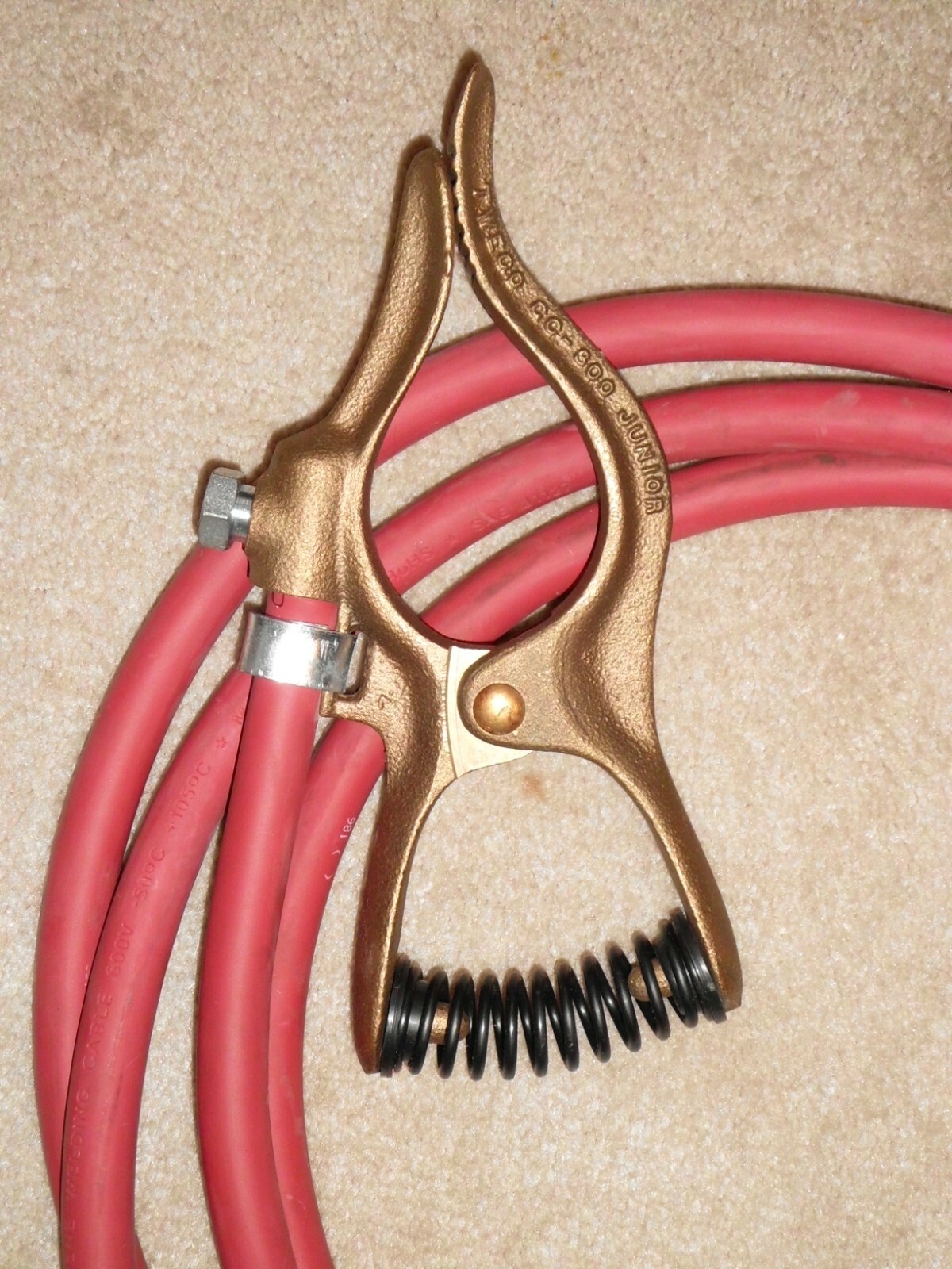 UPGRADE – 12′ 300A 2/0 Copper Ground Clamp Lead 1/2″ Dinse .500″ TIG MIG Welder
