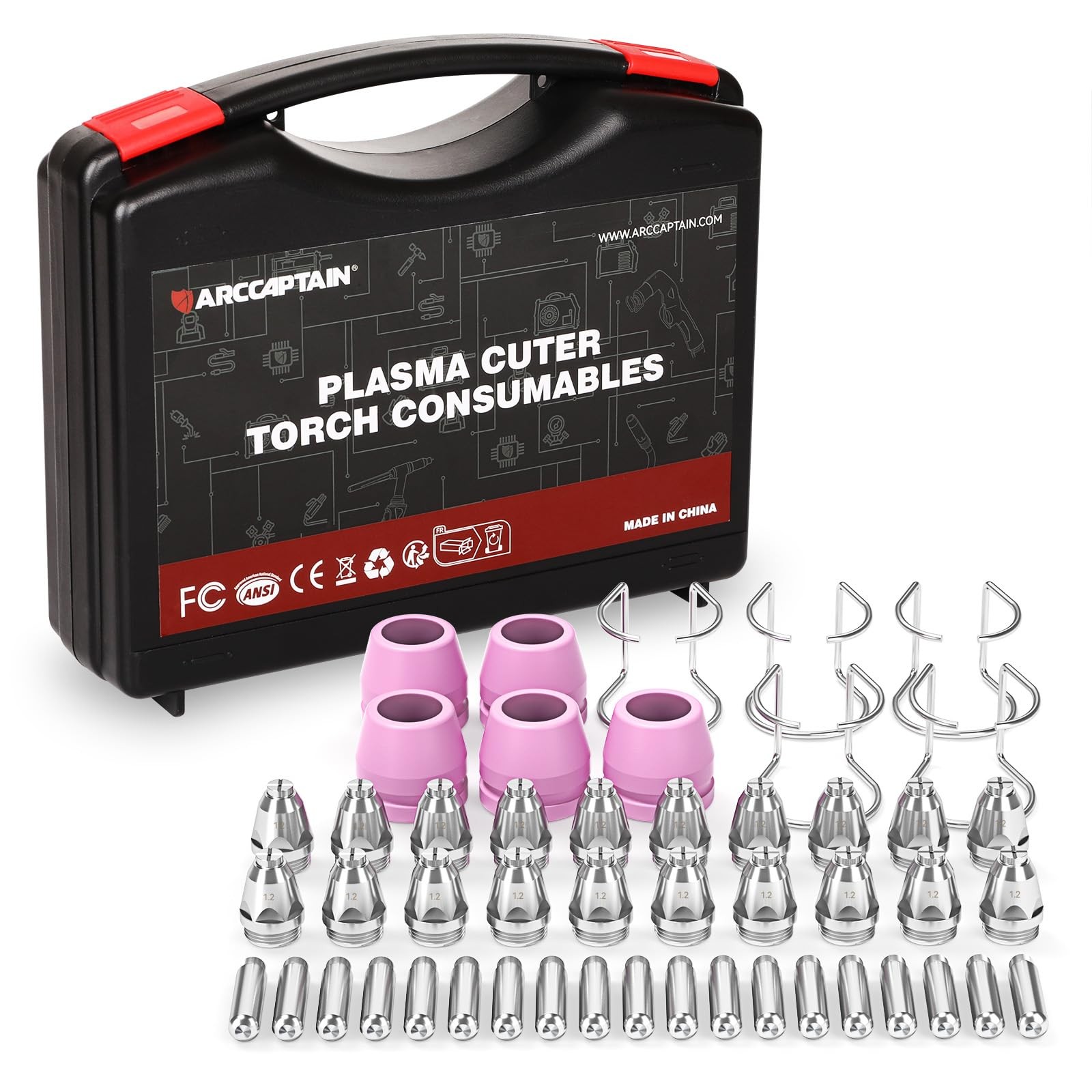 AG60 Plasma Cutter Torch Consumables, 50Pcs .045” SG55 AG60 WSD60 Plasma Cut…