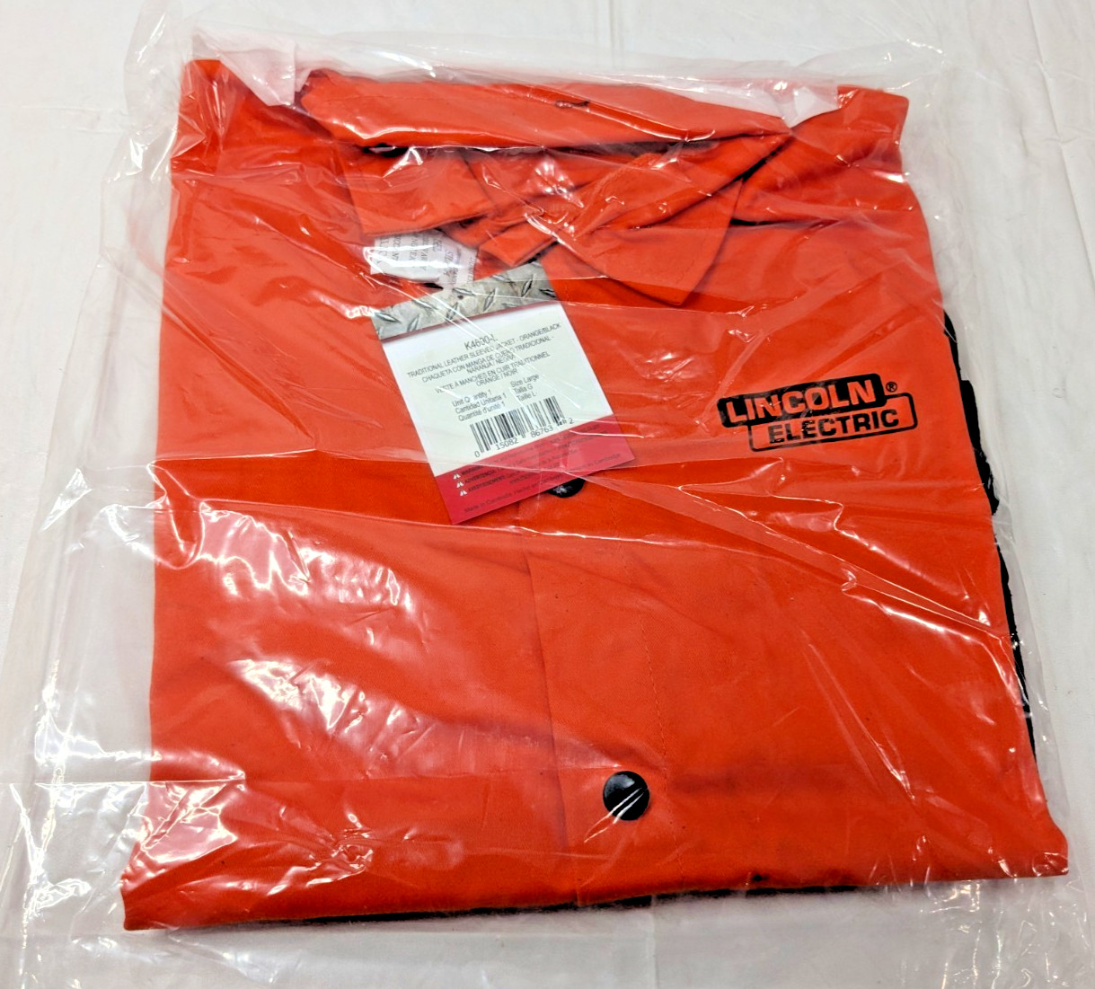 Lincoln Bright FR Cloth Welding Jacket w/ Leather Sleeves Large K4690-L