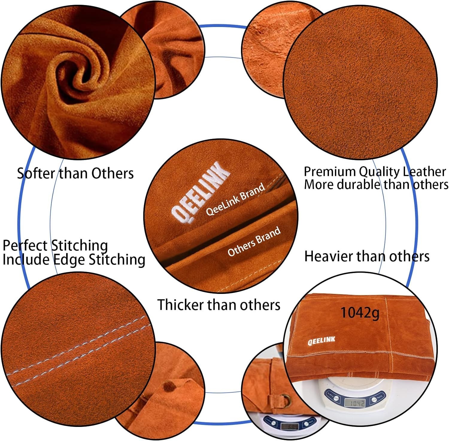 Leather Welding Work Apron with 6 Tool Pockets, Heat & Flame Resistant Welder…