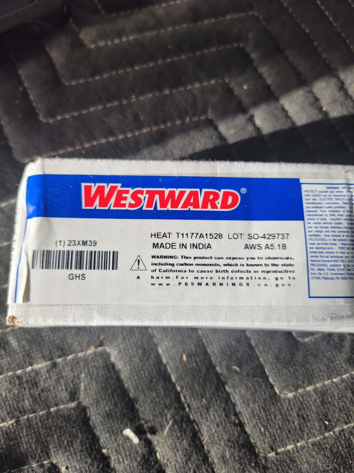 WESTWARD TIG Weld Rod: Carbon Steel, ER70S-6, 1/8″ x 36 in, 10 lb. Free Ship L48