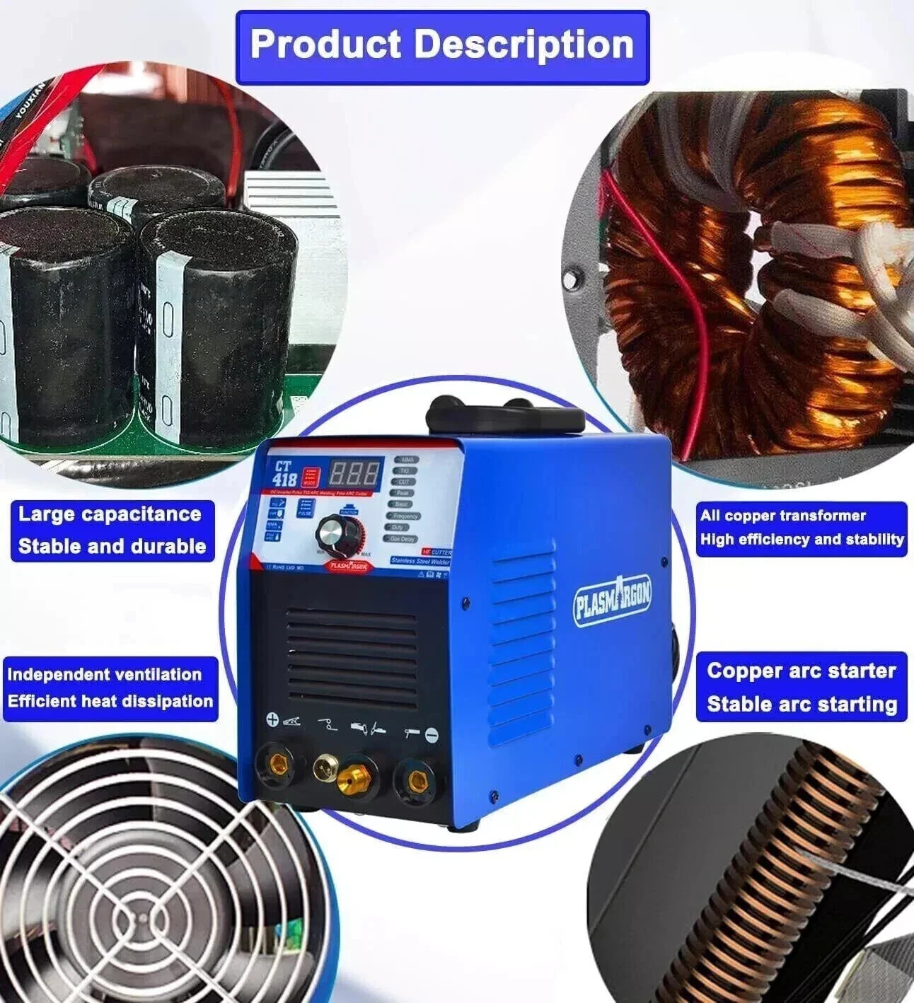 CT418 3-IN-1 110V/220V Plasma Cutter Welder Combo Machine 40A CUT/180A TIG/MMA
