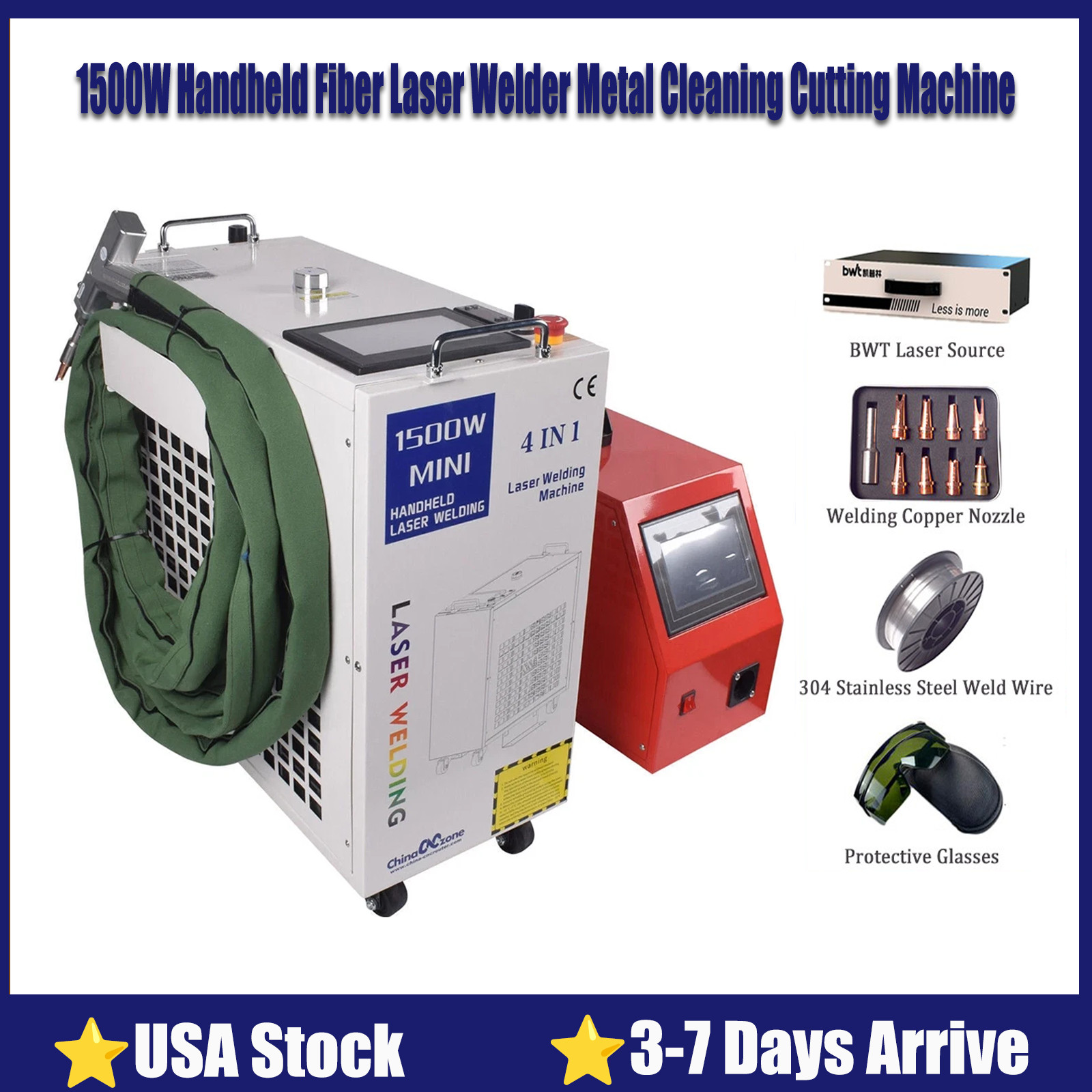 1500W 4IN1 Handheld Fiber Laser Welder Metal Cleaning Cutting Machine New