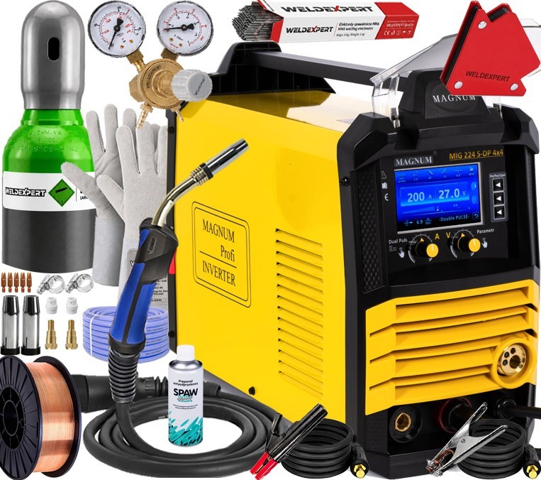 MAGNUM Welder 3in1 Combo MIG/MAG TIG MMA MIG 224 S-DP DUAL PULSE 4X4 SET