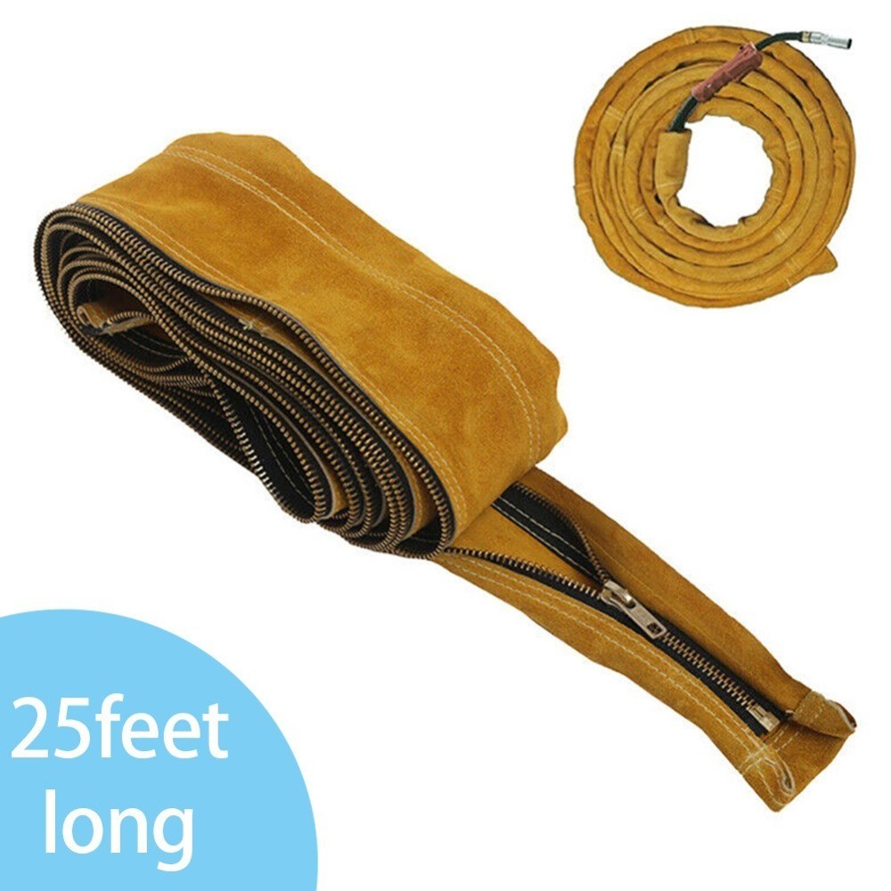 TIG Mig Cowhide Leather Welding Torch Cable Hose-Cover 25ft L 4in W With