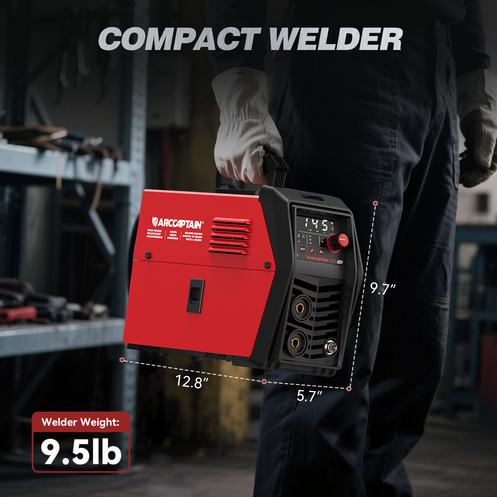 ARCCAPTAIN iControl 145A Pro MIG Welder 3-in-1 Flux Core/Lift Tig/Stick Welding