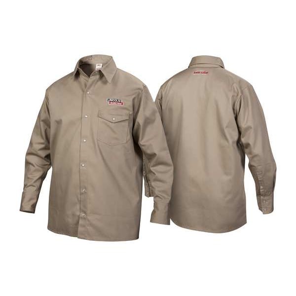 Lincoln Electric K3382-2Xl Welding Shirt, 35 In Length, Khaki, Cotton, 2Xl