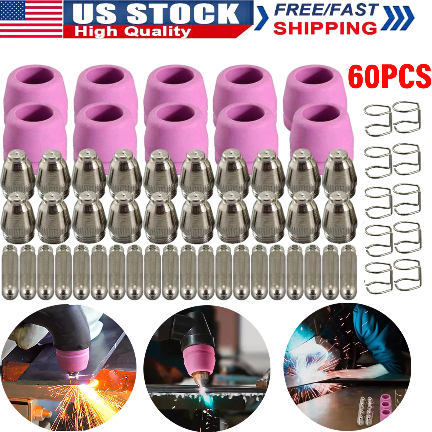 120pcs Plasma Cutter Torch Consumables Kit 60Amp for SG-55, AG-60, WSD-60 CUT50