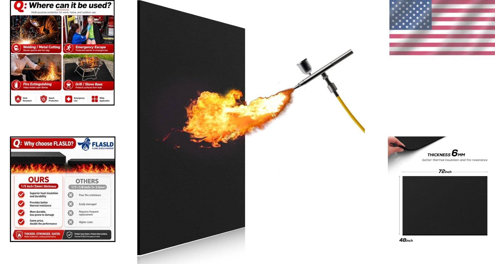 Large 48″x72″ Fireproof Welding Blanket, Heat Resistant Up to 1800°F Fabric