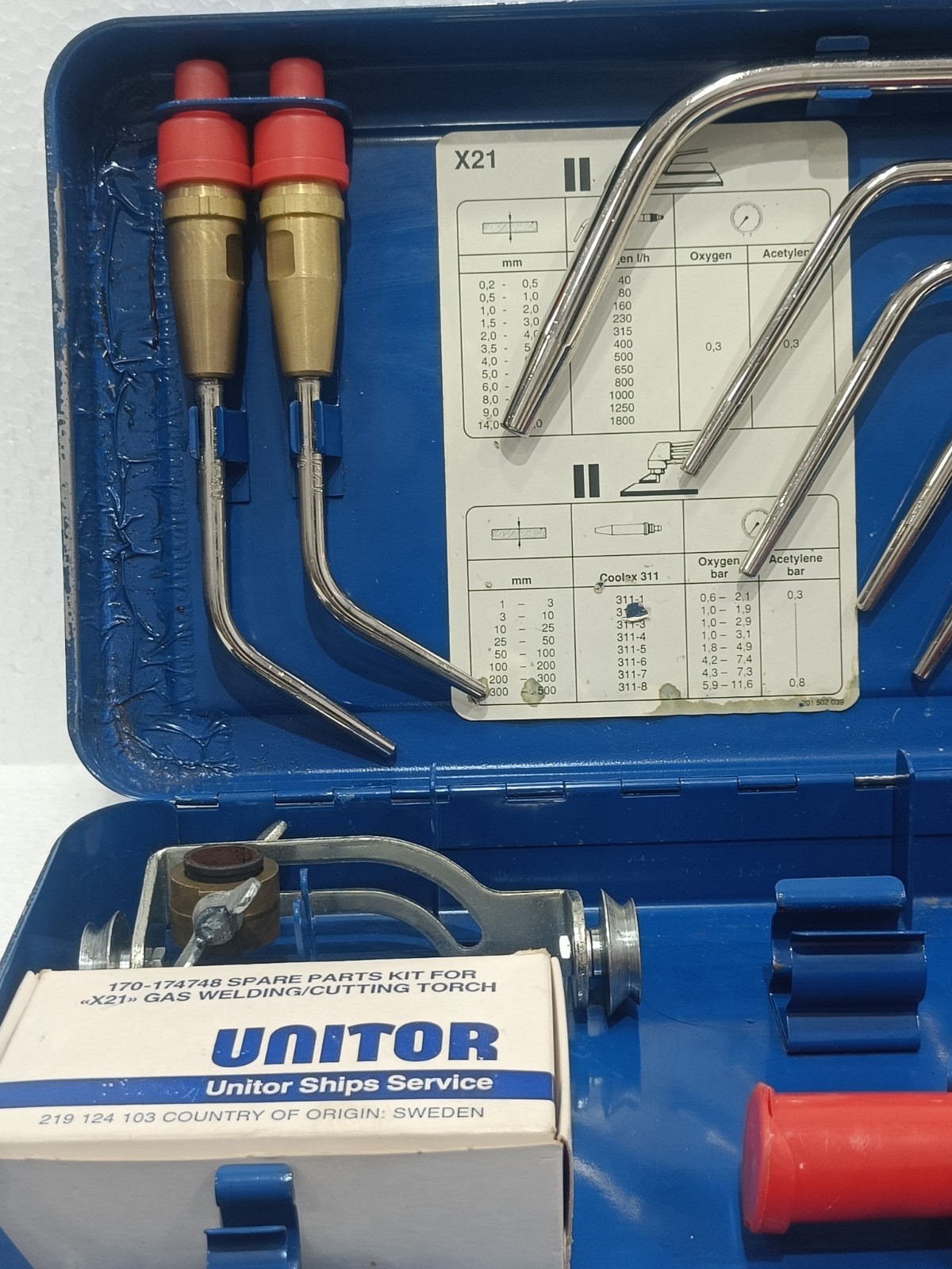 UNITOR X21 OXY ACETYLENE WELDING CUTTING TORCH KIT TIPS & ACCESSORIES INCOMPLETE