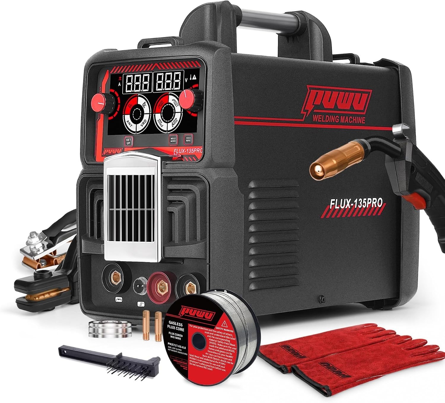 PUWU Flux-135PRO 135A MIG Flux Core Lift TIG Stick 3-in-1 Welder Brand New